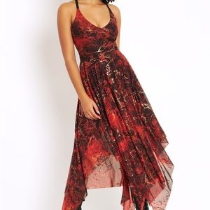 Blackmilk I Bleed Lava Handkerchief Dress Medium